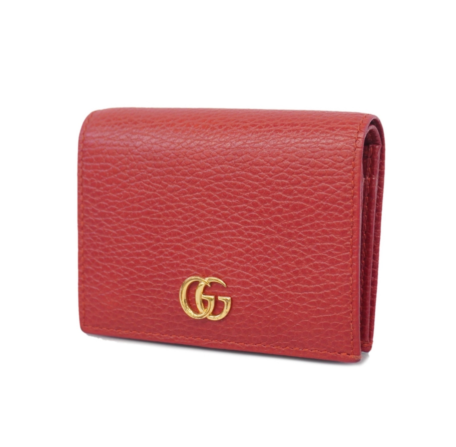 Auth Gucci Bi-fold Wallet GG Marmont 456126 Women's Leather Wallet (bi-fold) Red