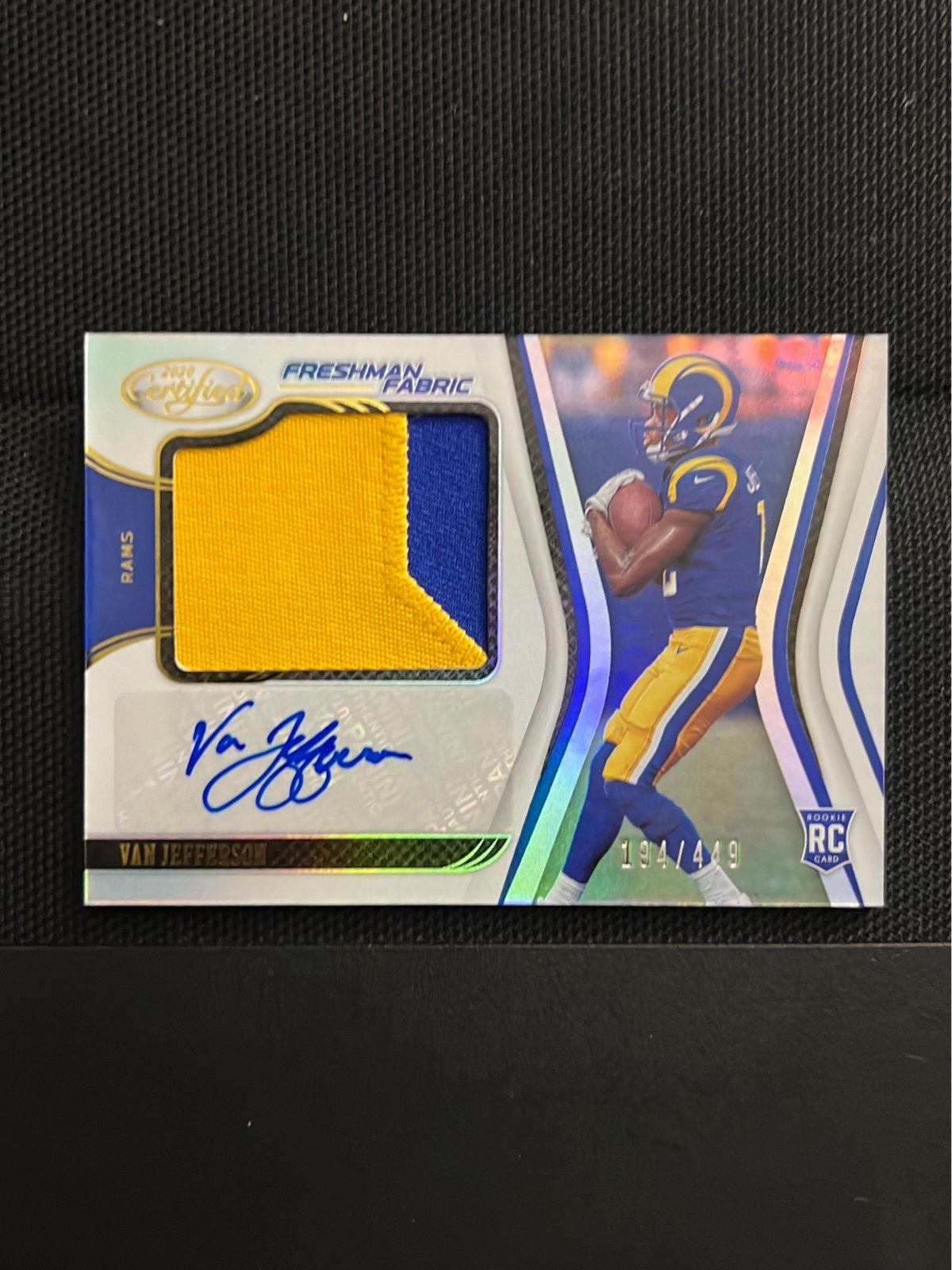 Van Jefferson Certified Football Auto Patch Serial# 194/449