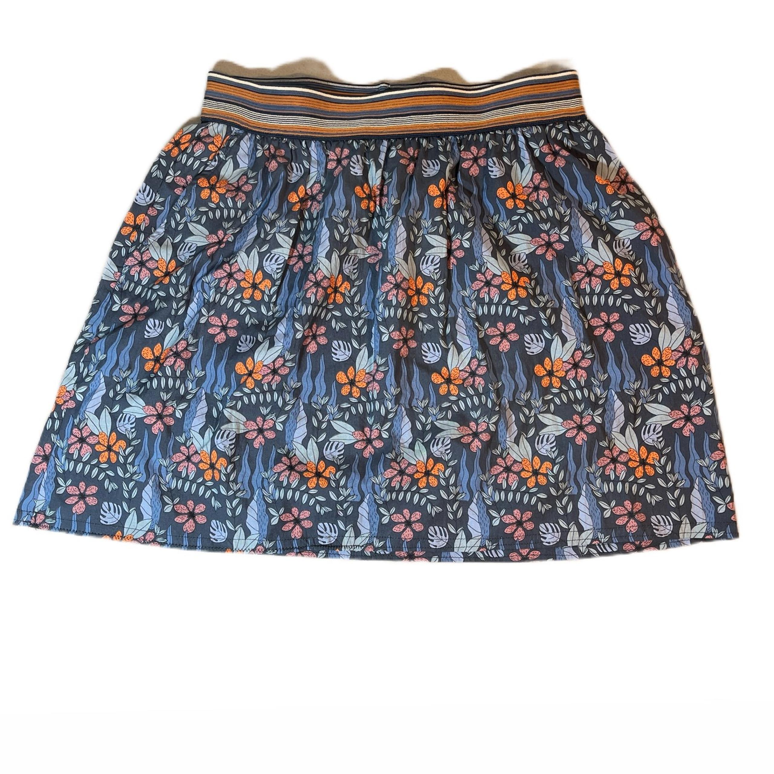 Acote Women's Blue and Orange Floral Casual Mini Skirt  Size 0