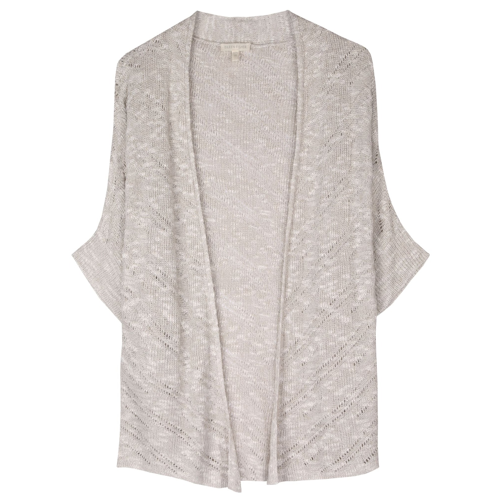 new EILEEN FISHER natural beige tan Karma Ripple Stitch boxy short sweater top