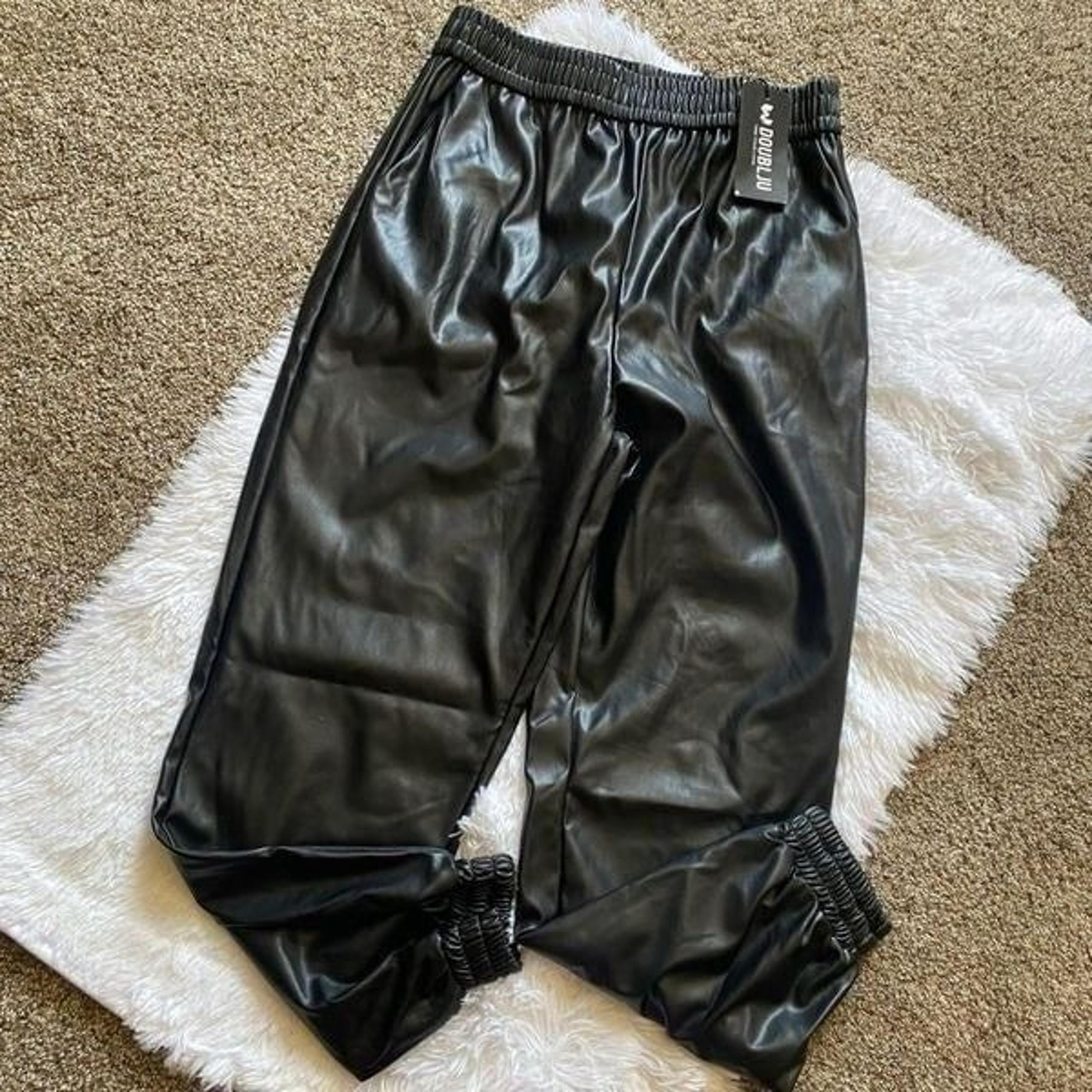 Doubljue Faux Leather Jogger Pants NEW Size XL Black