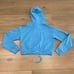 ZYIA ACTIVE Sky Blue Uppercut Cropped Spell-Out Cotton Pullover Hoodie Size XS