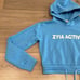 ZYIA ACTIVE Sky Blue Uppercut Cropped Spell-Out Cotton Pullover Hoodie Size XS