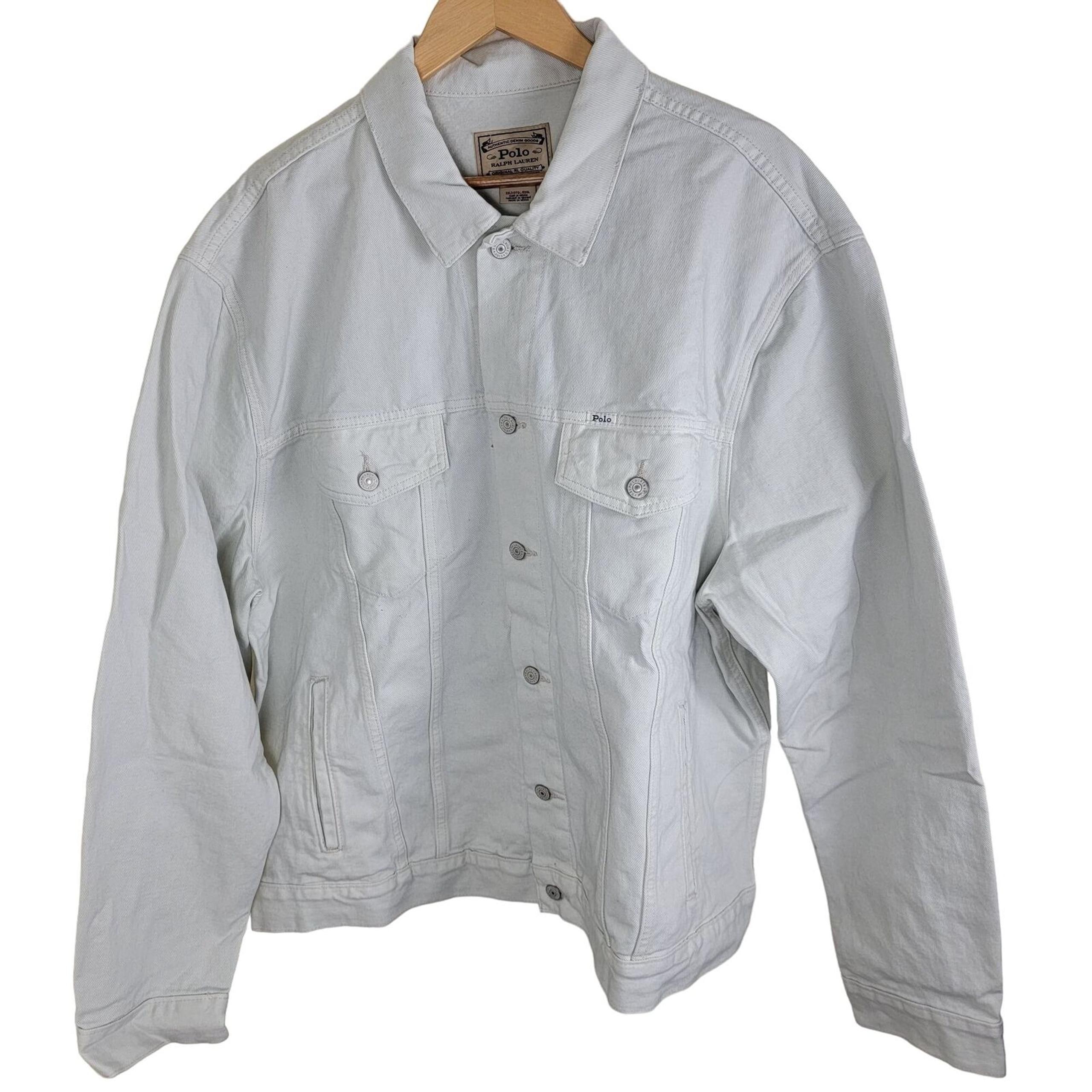 Polo Ralph Lauren Men's Denim Trucker Jacket size Big 2X 2XB Off White Cotton