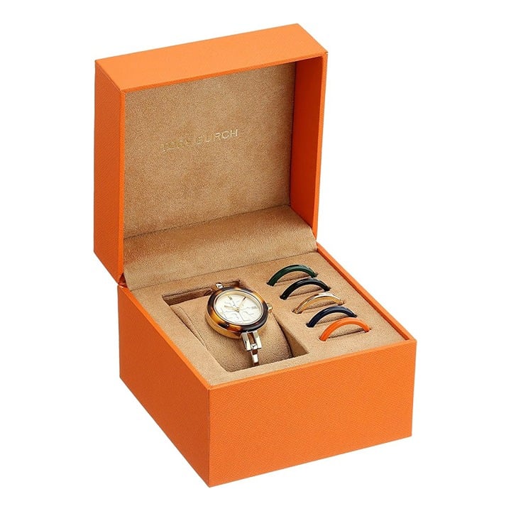 Tory Burch Gigi Small Gold Bangle Watch Gift Set Interchangeable Bezels TBW2100