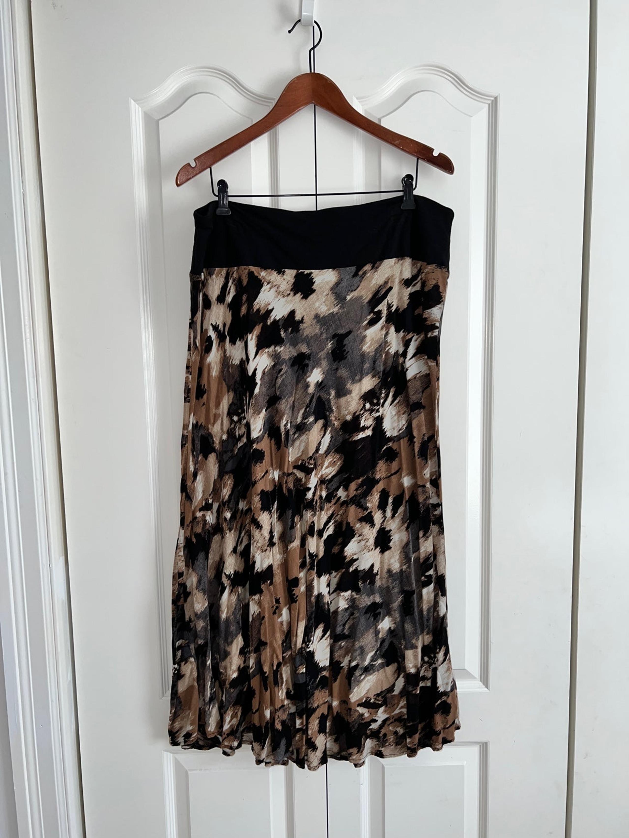 George Women's Skirt, Size 20. Black, and Brown Painted Long Skirt.