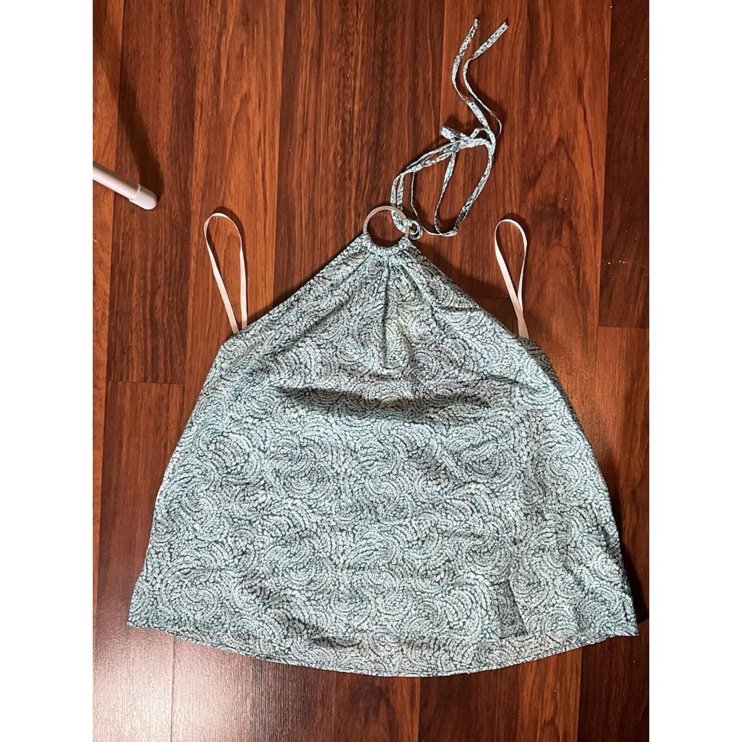 Michael Michael Kors Women's Size Petite Large Turquoise Printed Halter Top NWT
