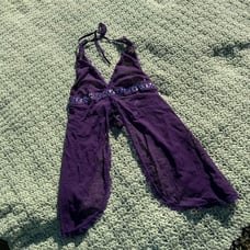 Dreamgirl purple sweater though cutout top