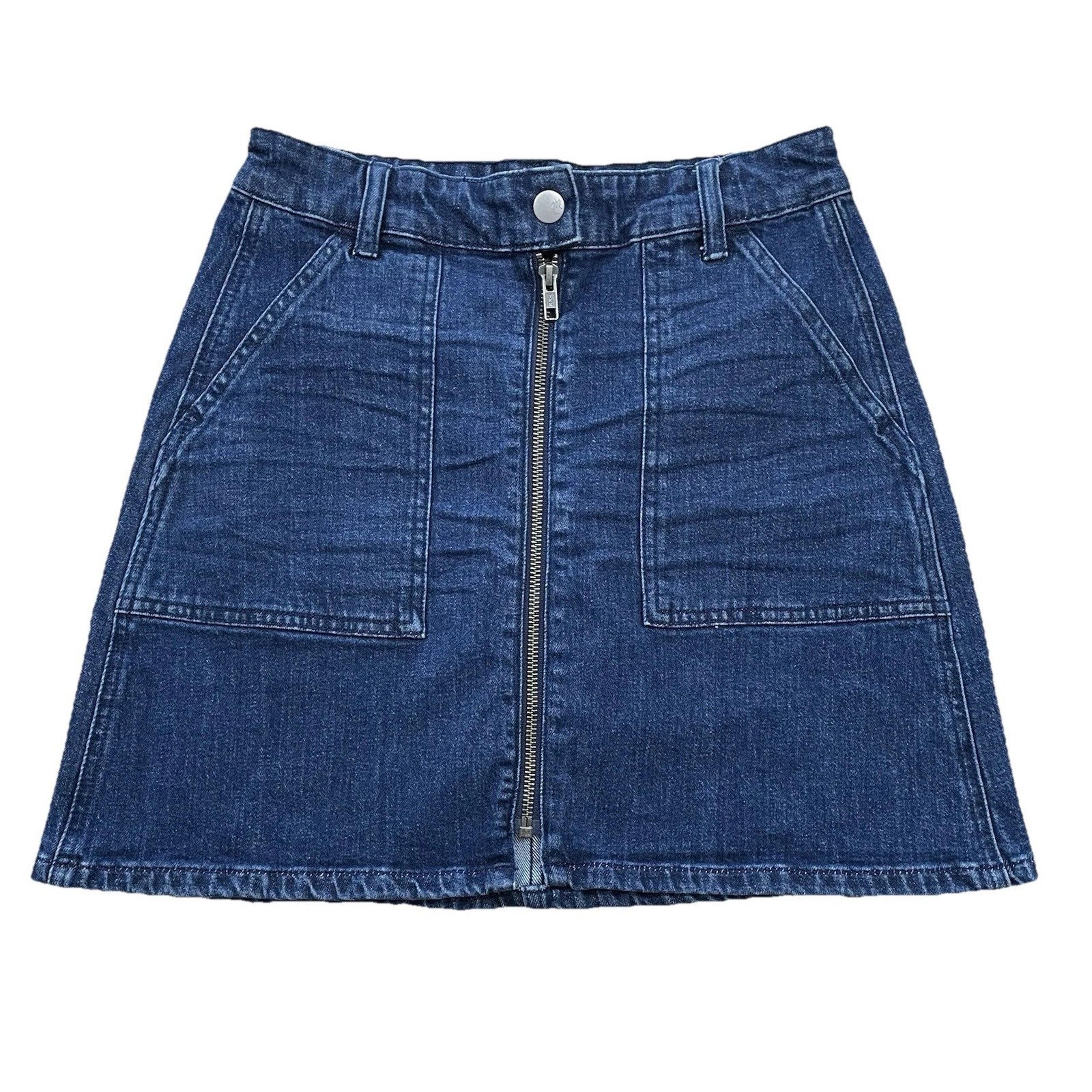 Madewell Womens Denim Mini Skirt Size 25 Zip Front Blue