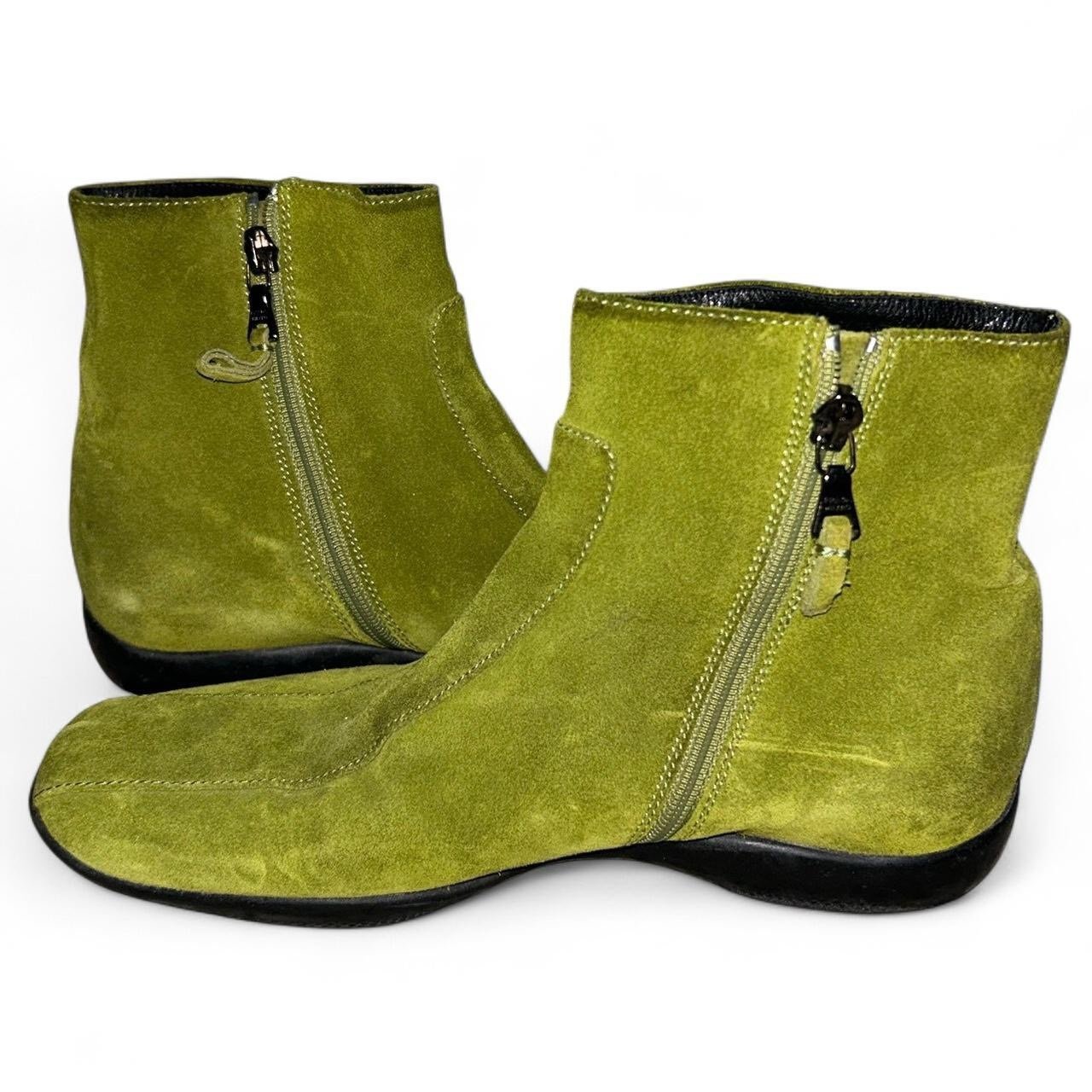 PRADA Green Suede Ankle Chelsea Boots Women’s Size 36.5