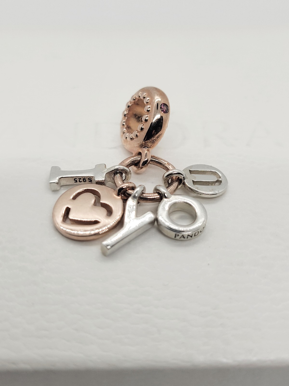♥️Authentic Pandora TWO TONE LOVE DANGLE CHARM