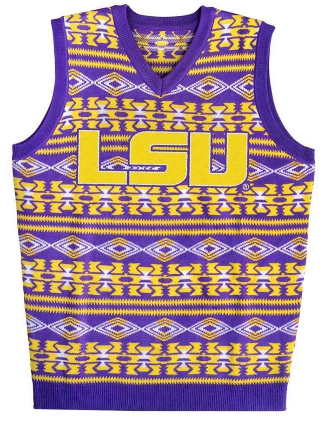 LSU Tigers Aztec Ugly Sweater Vest - Purple Sz. S