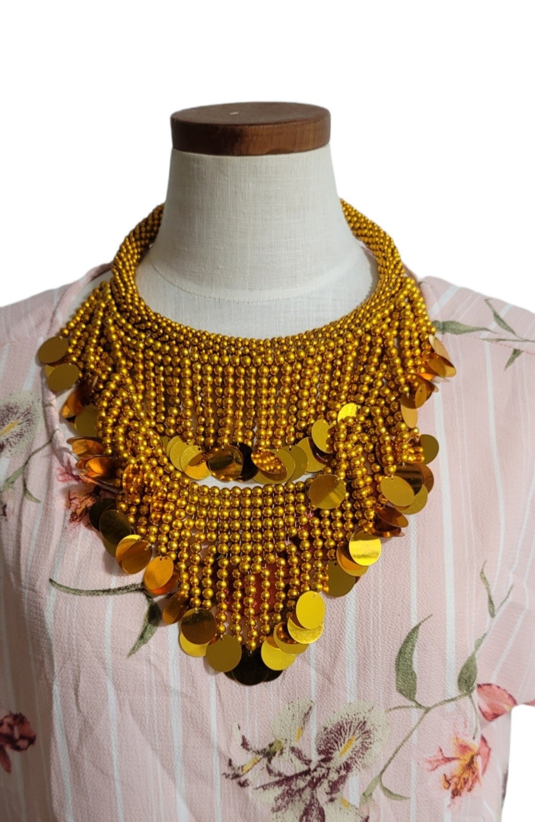 Hmong Gold Beaded Xauv/Necklace