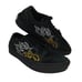 VANS Comfycush Women's Pre-owned Black Embroidered Flames Sneakers - sz. 5 1/2