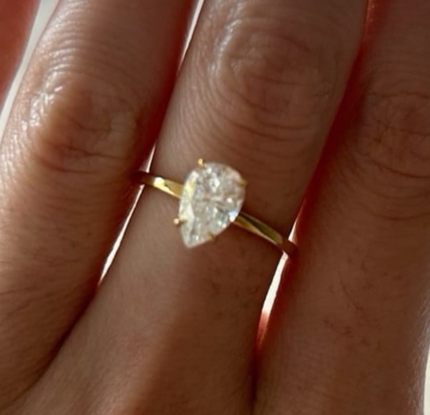 *BIG SALE* 2CT Pear Cut Moissanite Diamond 14k solid yellow gold engagement Ring