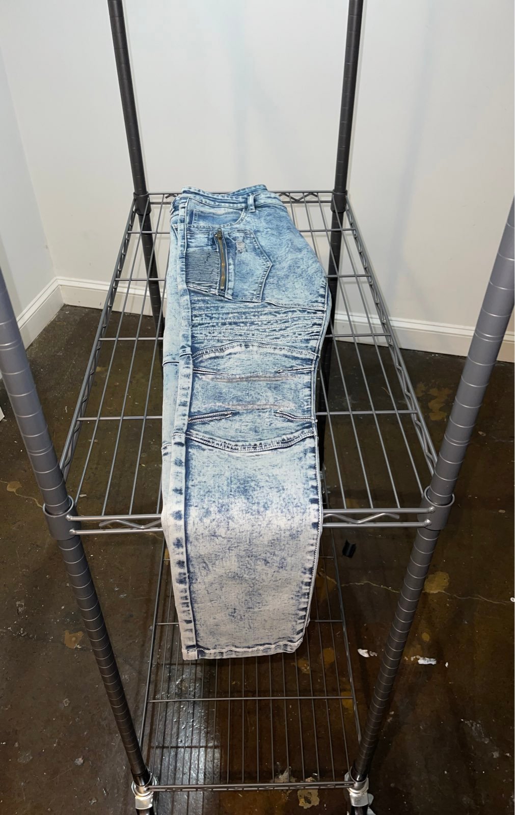 Rigged Distress Biker light blue denim jeans