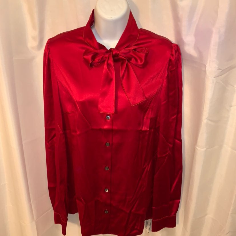 DOLCE & GABBANA size 44 red silk BLOUSE
