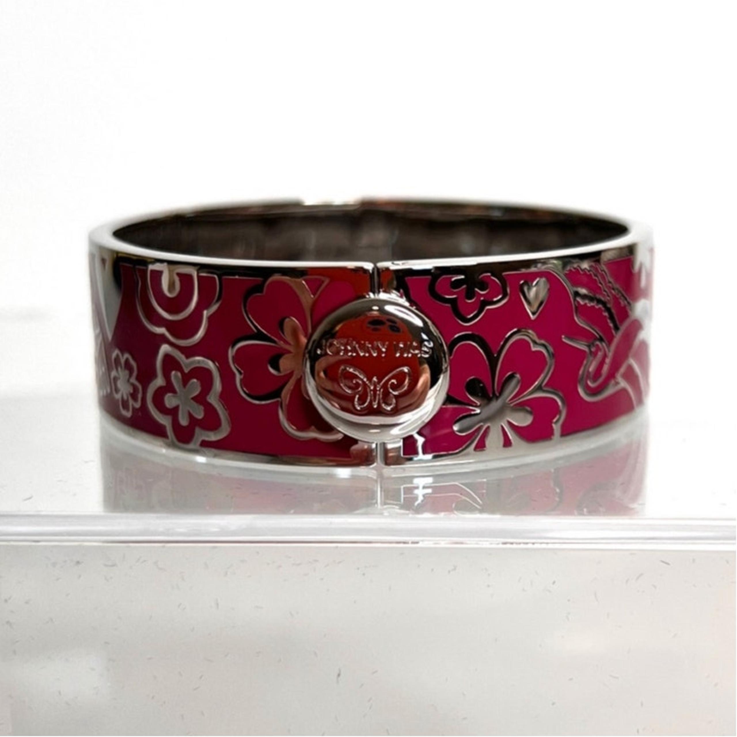 Johnny Was Love Hinged Bracelet Bangle Red S/XS New Dark Pink Silver