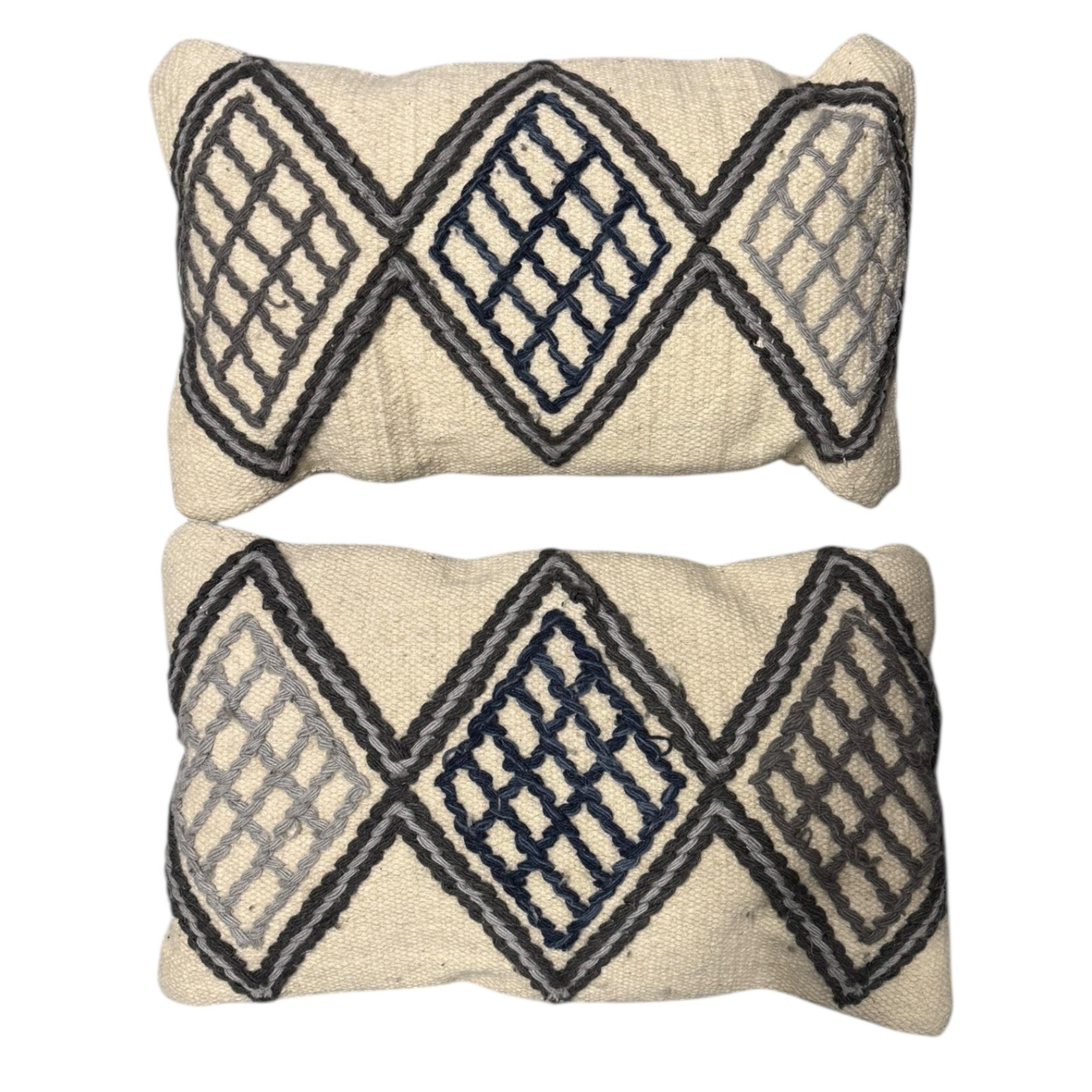 Magnolia Home Lumbar Pillow Set of 2 Woven Diamond Accent Pillows Neutral