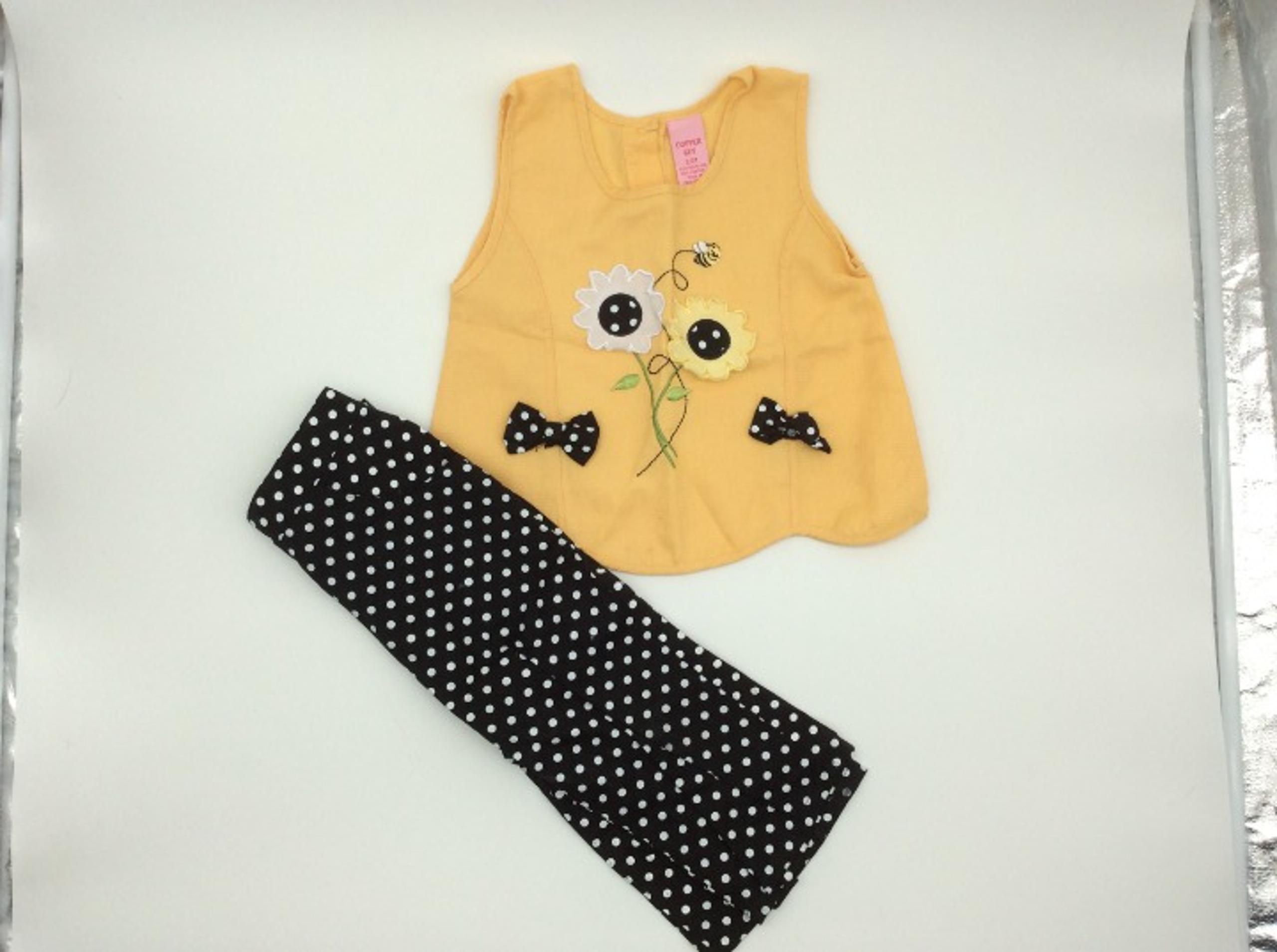 Copper Key Girls Bee Flower Yellow Black White Outfit Size 2T