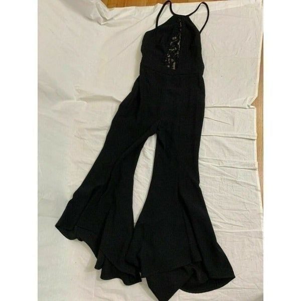 Zara Womens New Black Lace Long Tank Jumpsuit Xs