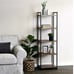 Household Essentials 5 Tier Storage Tower Metal, Grey Shelf – Black Frame