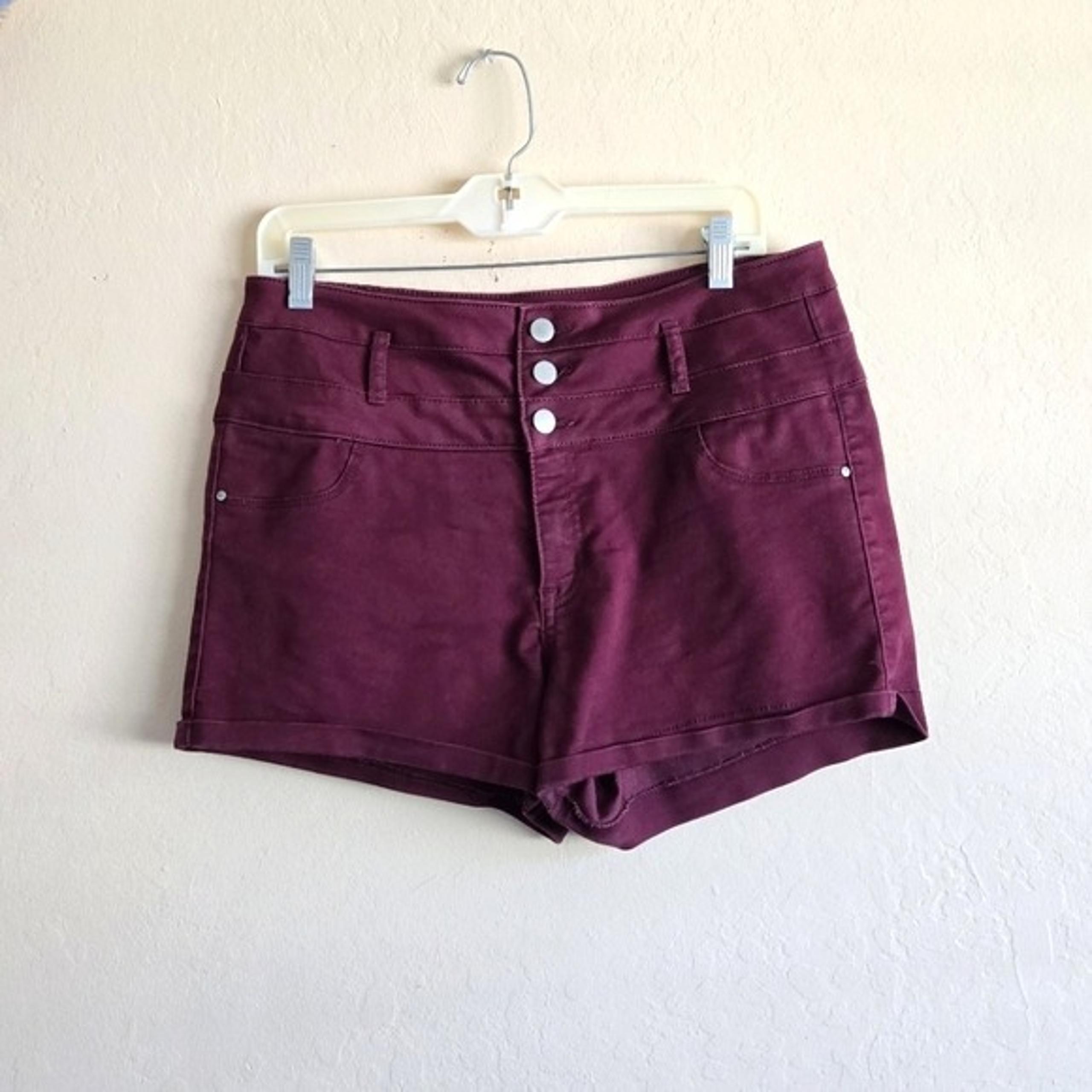 Refuge High Waist Burgundy Shorts Size 12 women's mini short shorts high rise