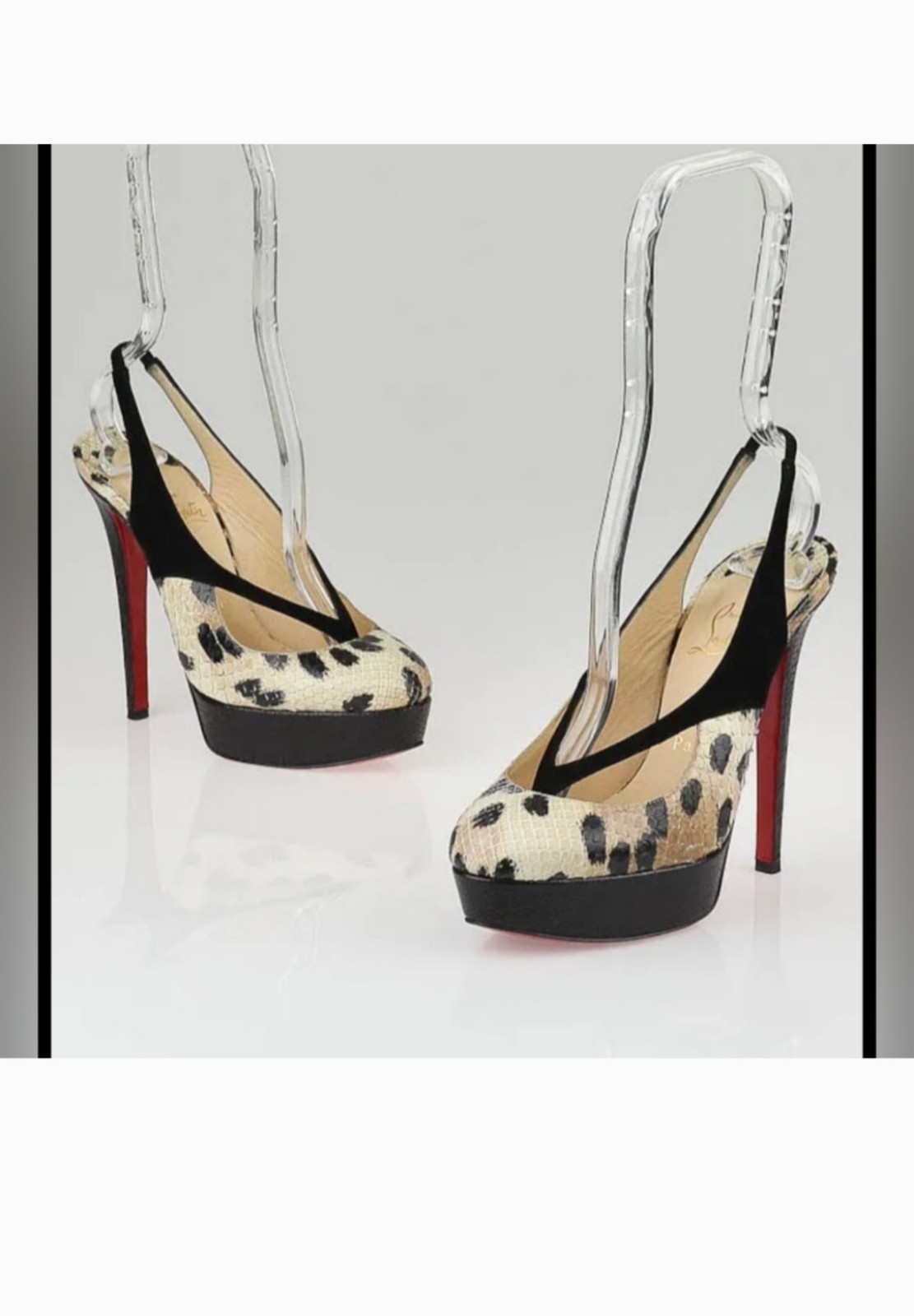 Christian Louboutin Black Heels with Slingback and Peep-Toe Design