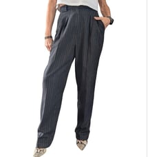Vintage Valerie Stevens WOOL Grey Pinstripe High Rise Preppy Trouser Slacks 6