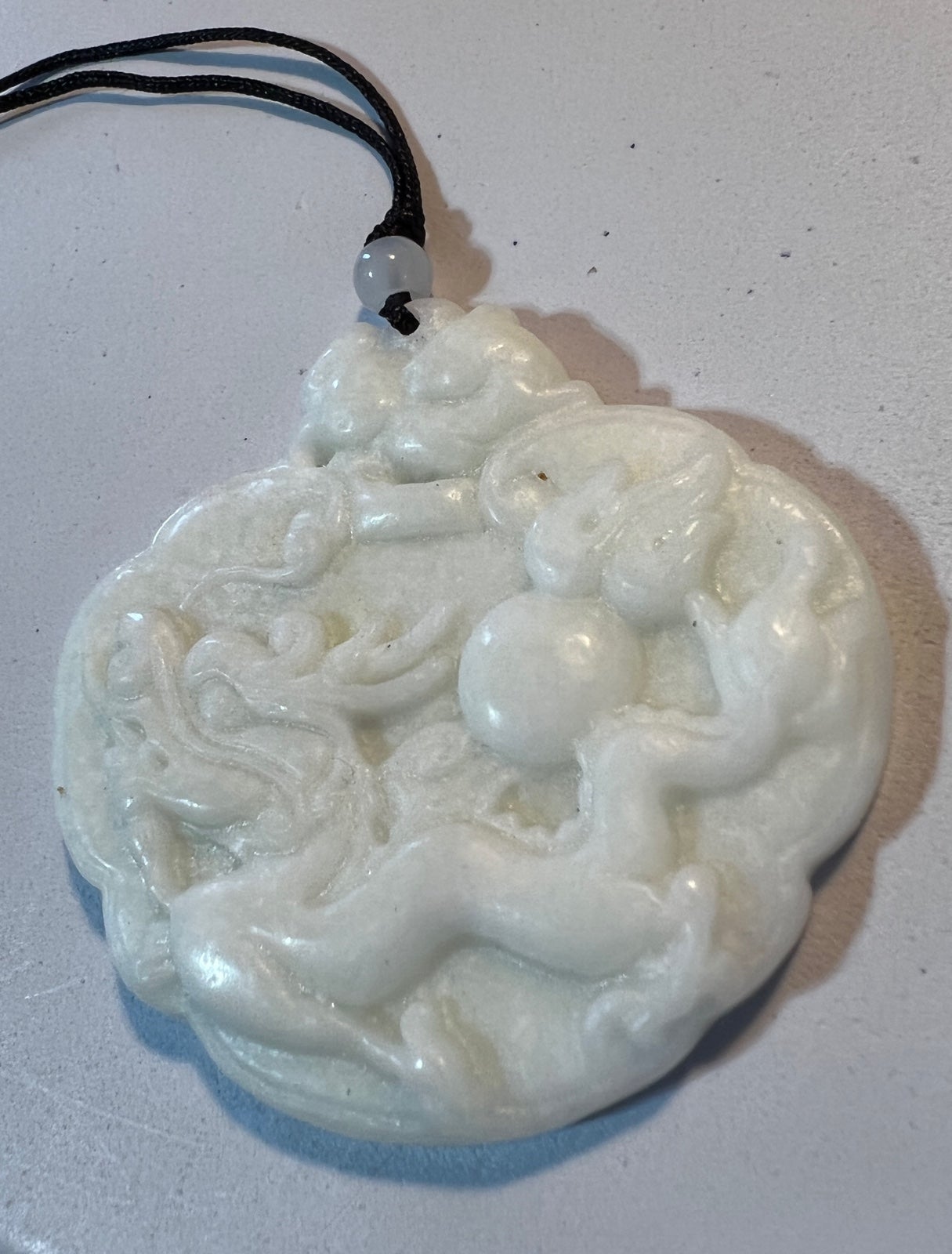 REAL JADE DRAGON FIREBALL RAT AMULET