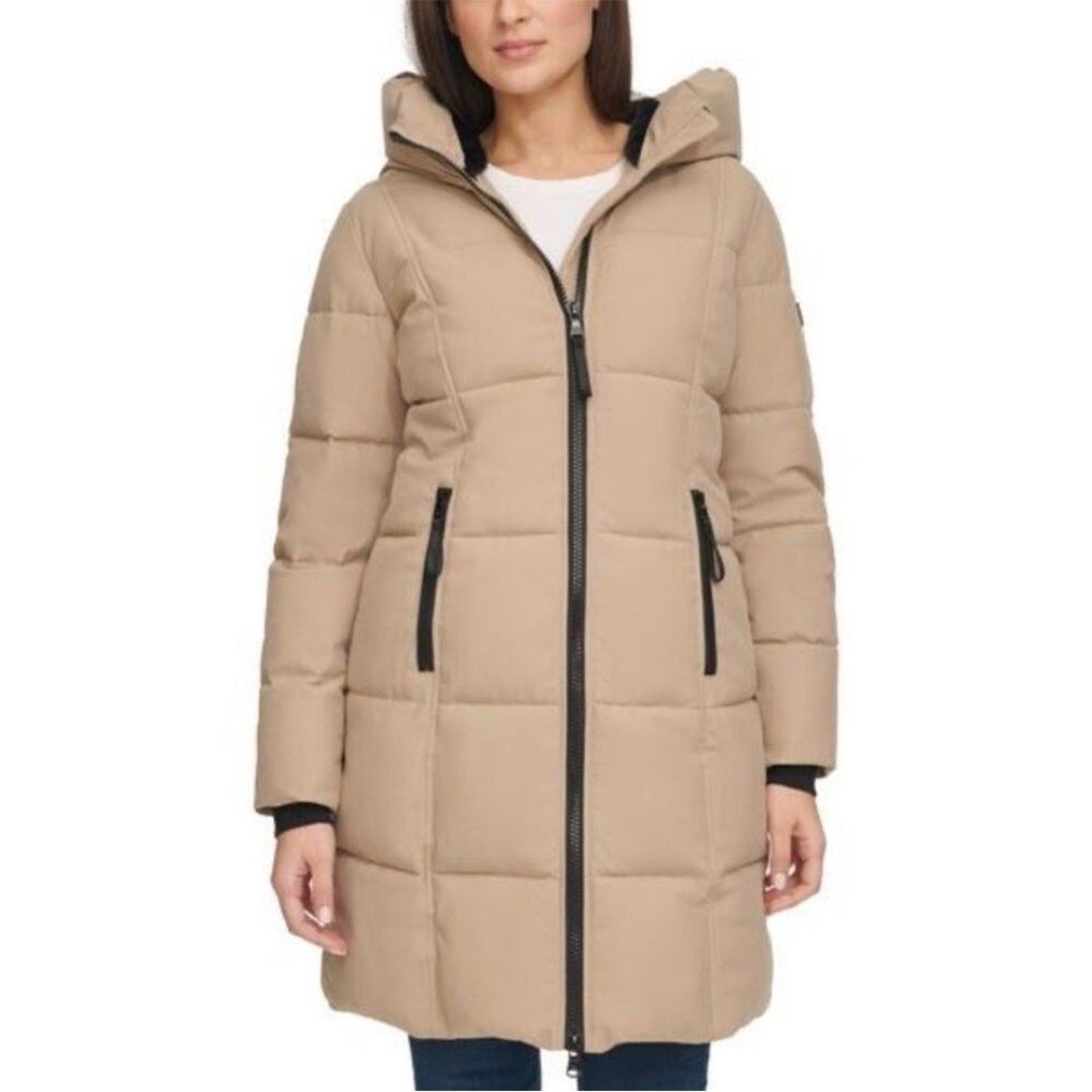 Calvin Klein Oxford Puffer Jacket NWT Heavyweight Long Coat Tan - Women’s XL