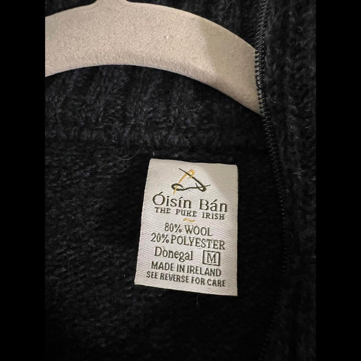 Óisin Bán Irish Wool Blend Zip Neck Sweater - Size M