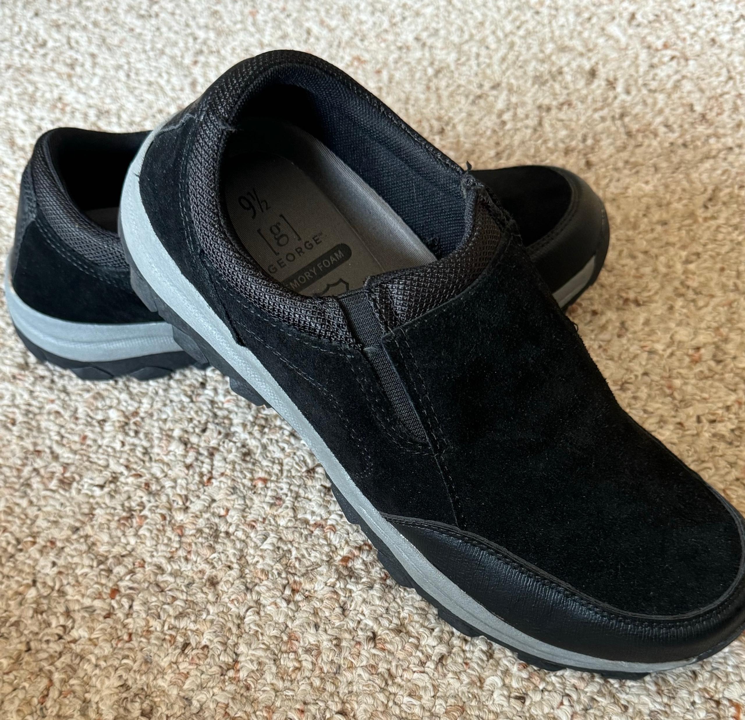 EUC George Memory Foam Casual Comfort Slip-On Loafer Men 9.5 Black Leather