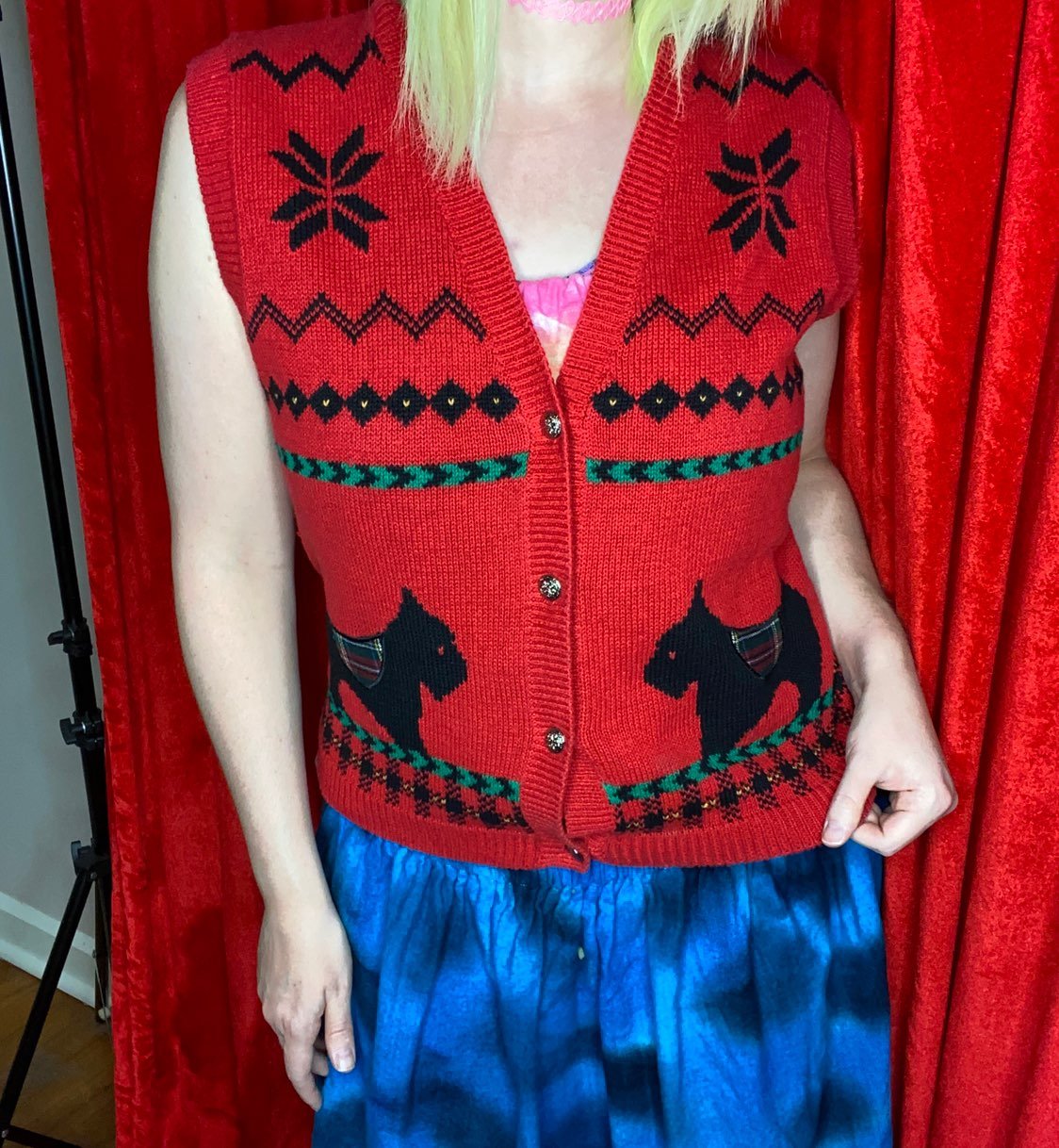 vintage scottie dog Christmas sweater vest