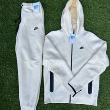 Mens Nike Tech Fleece Set Pants + Hoodie Coconut Milk/Black Size Medium