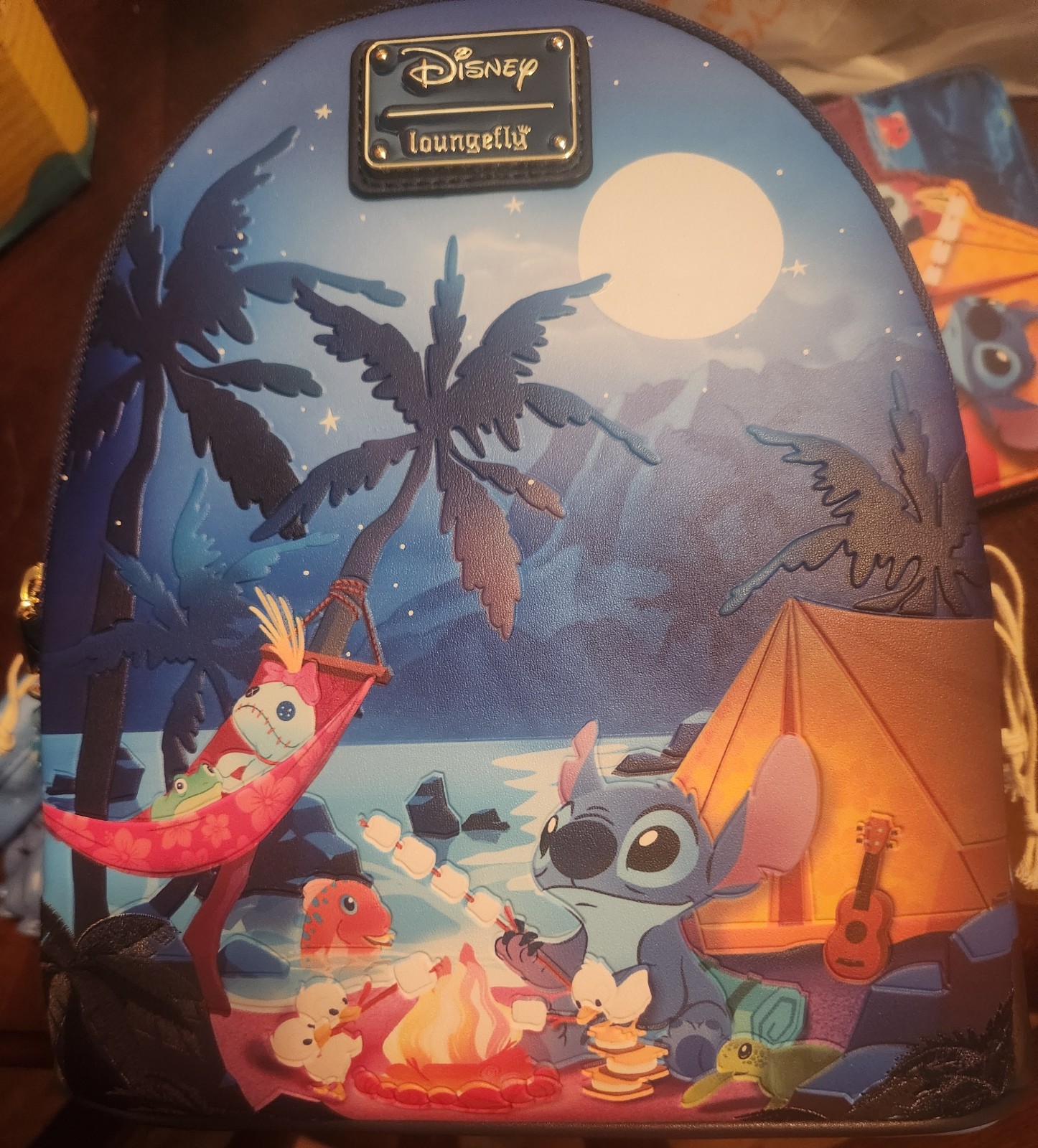 Stitch camping loungefly Mini Backpack and wallet