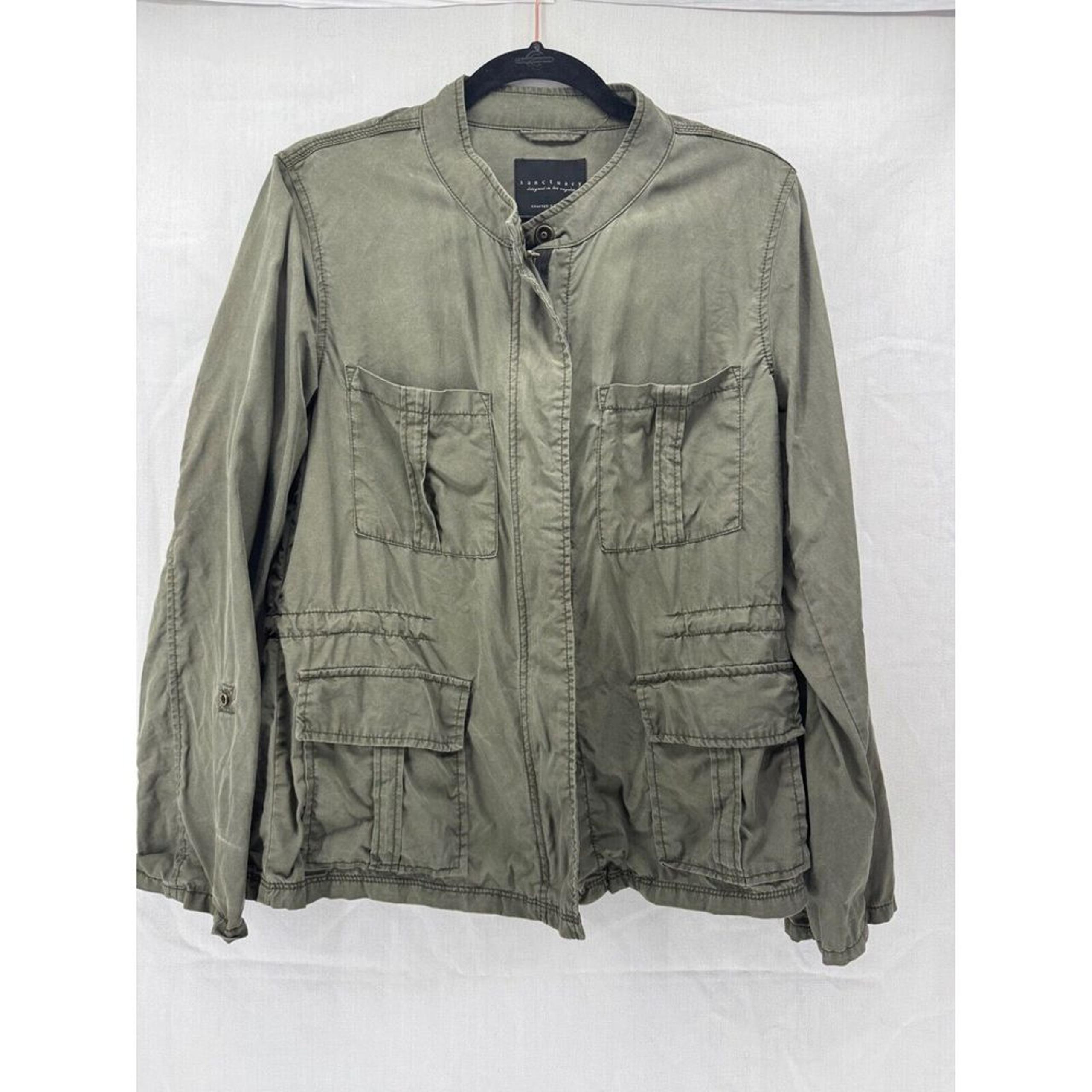 Sanctuary Military Safari Jacket Womens Green Button Up Long Sleeve Large