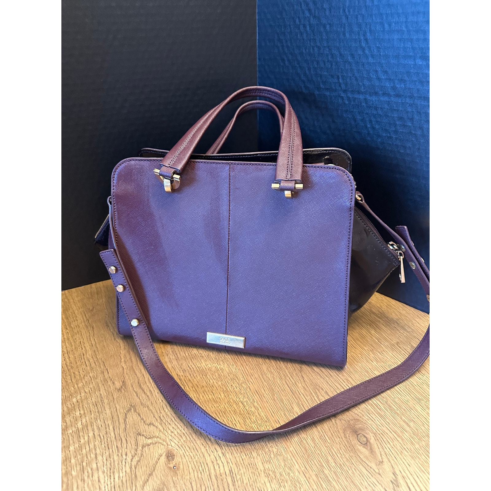 Zac Posen Solid Satchel/Top Handle Bag Burgundy