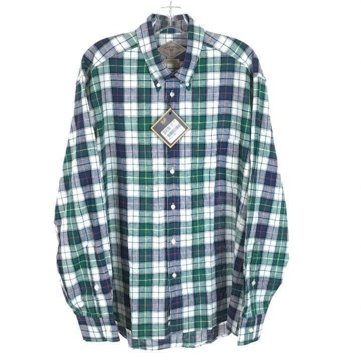 NWT Mens Size Large Bills Khakis Plaid Stripe Lightweight Linen Blend Shirt Top