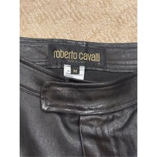 Roberto Cavalli Women’s Slim Fit 100% Genuine Leather Pants Black Medium