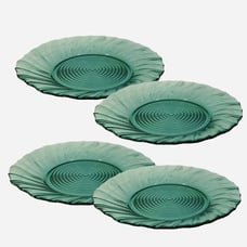Jeannette Ultramarine Glass Swirl Dinner Plates 9 Wide Set of 4