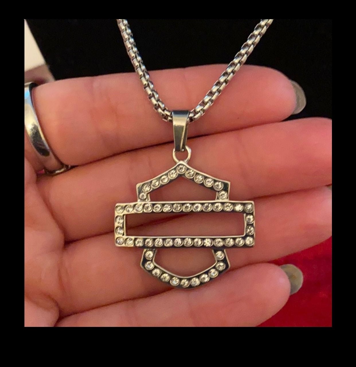 【Harley-Davidson】 Box Chain Necklace★ Harley-Davidson® Give One, Keep One Bar & Shield® Necklace