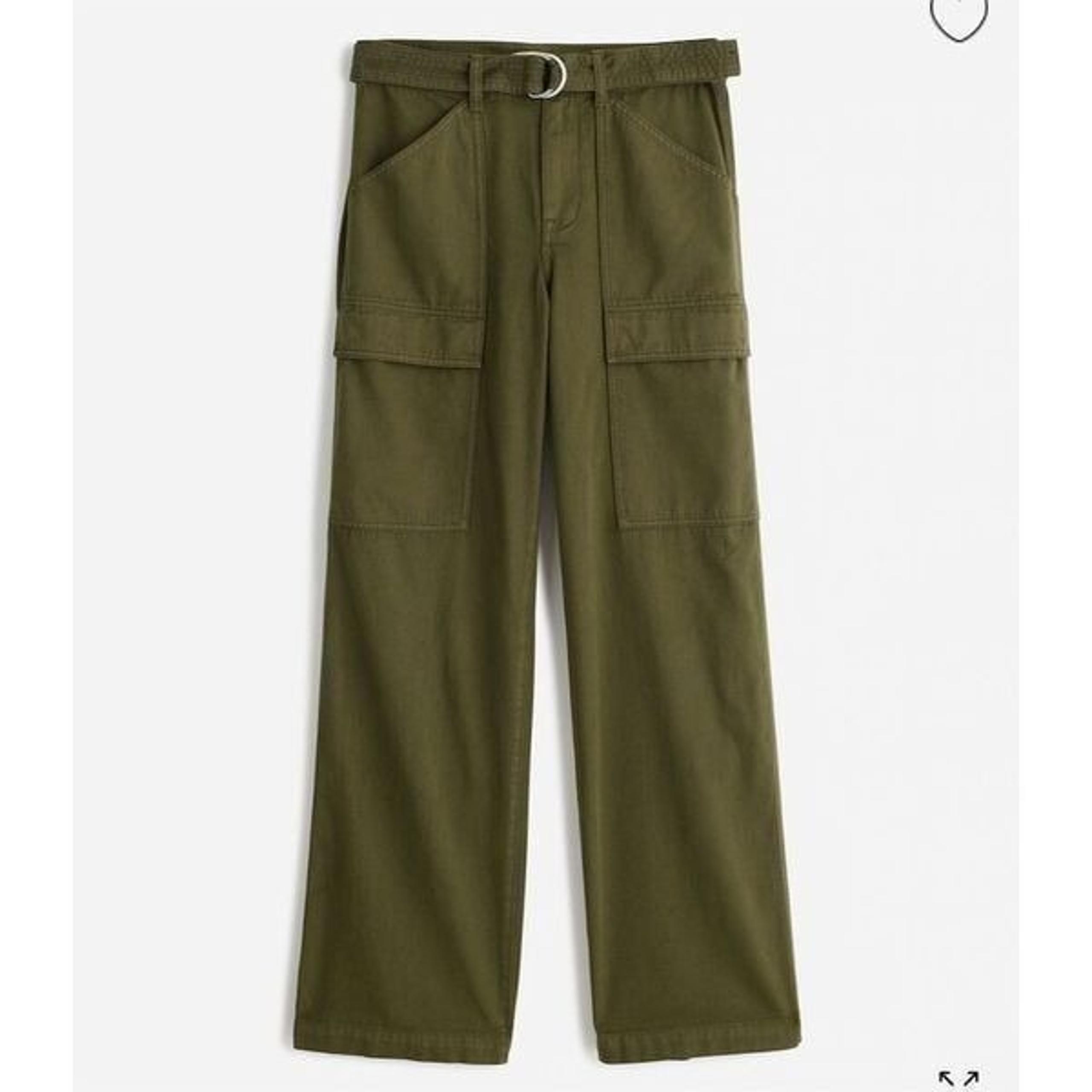Madewell Women's Cargo Pants Size 26 Green Belted Slouchy Straight