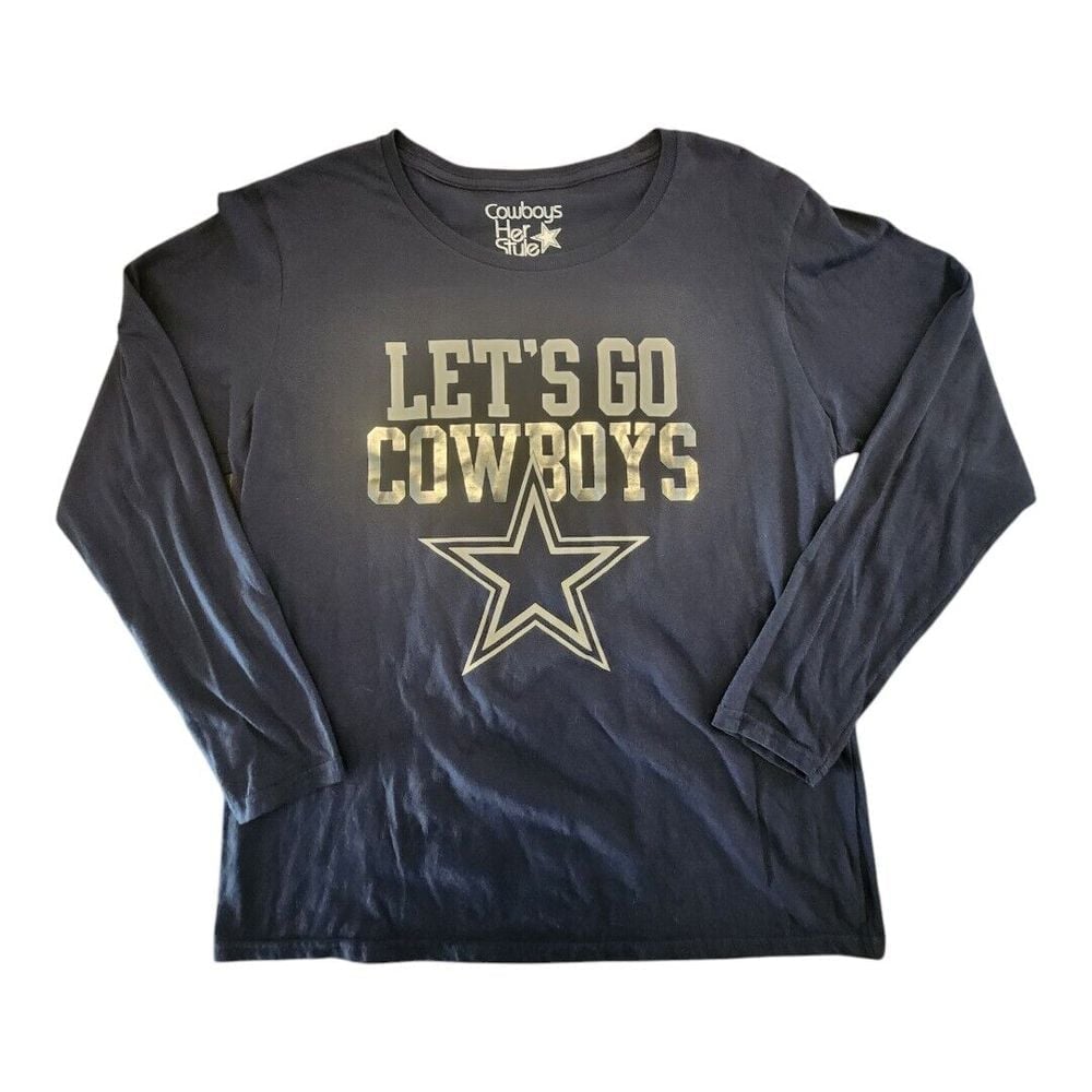 Dallas Cowboys NFL Women's Blue Long Sleeve Logo Shirt,Size Medium NWOT Shiney