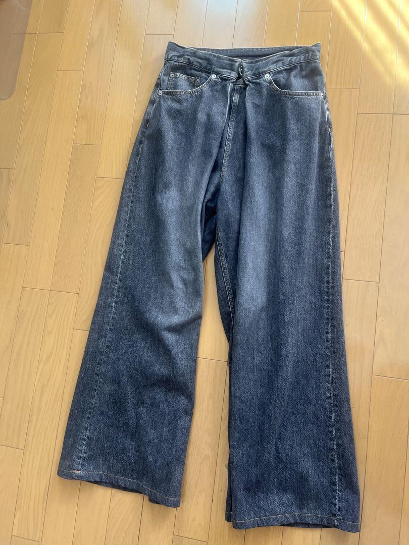 John Lawrence Sullivan Washed Denim Wide Pants