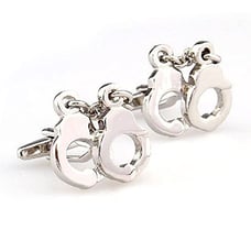 Silver Handcuff Cufflinks with Chain