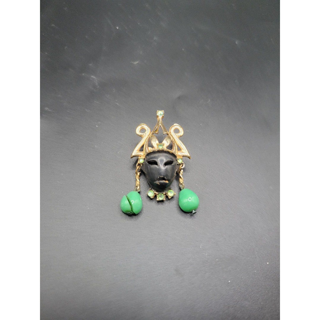 40s Vintage Tribal Blackmoor Face Brooch