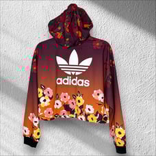 New Adidas X HER Studio London Cropped Floral 1/4 Zip Hoodie Size Small NWT
