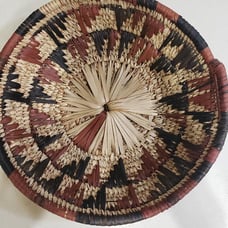 Vintage 10 Hand Woven Colorful Geometric Basket