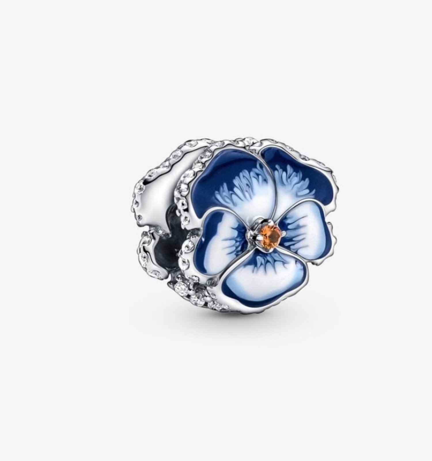 New Pandora Blue Pansy Flower Charm bead for jewelry bracelet